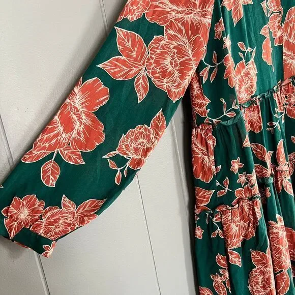 MaEve Anthropologie Floral Print Esther‎ Tiered Long Sleeve Tunic Dress - Size M - Picture 4 of 10